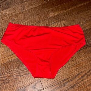 Ami Bold Red Swim Bottoms High Waisted